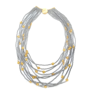 Collar cosecha 10 hilos dorado.